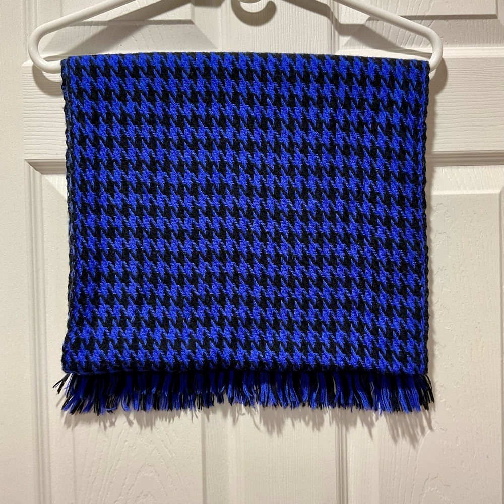Blue and Black Houndstooth Scarf men or women